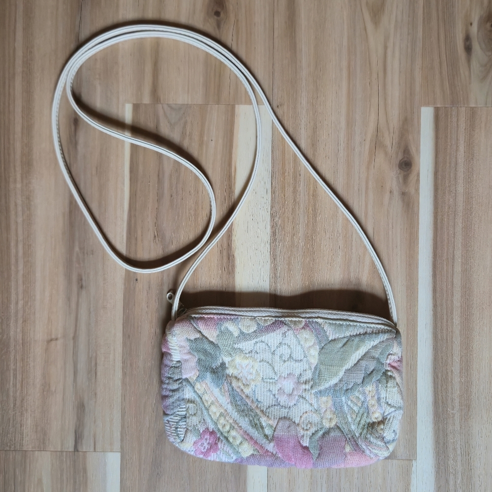 Vintage Handmade Floral Tapestry Small Crossbody Bag Cottagecore